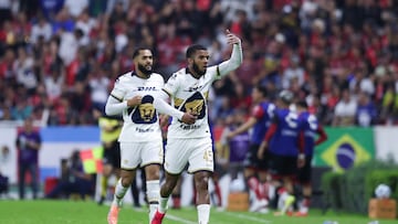 Pedro Vite celebrates his goal 0-1 of Pumas during the 5th round match between Atlas and Pumas UNAM as part of the Liga BBVA MX, Torneo Clausura 2026 at Jalisco Stadium, on February 07, 2026 in Guadalajara, Jalisco, Mexico.