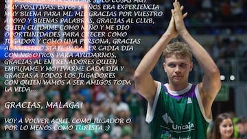 Carta de despedida de Mindaugas Kuzminskas.