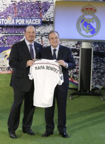 Rafa Benítez en su presentación como nuevo entrenador del Real Madrid.