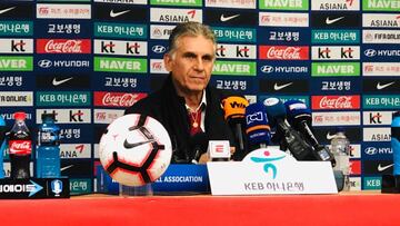 Carlos Queiroz durante la rueda de prensa posterior a la derrota de Colombia ante Corea del Sur en Se&uacute;l.