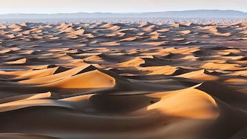 Morocco, Mhamid, Erg Chigaga sanddunes. Sahara desert. Panoramic view