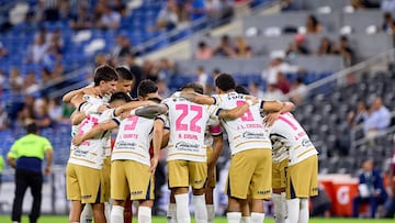 Players of Pumas during the 13th round match between Monterrey and Pumas UNAM as part of the Liga BBVA MX, Torneo Apertura 2024 at BBVA Bancomer Stadium on October 23, 2024 in Monterrey, Nuevo Leon, Mexico.