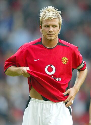 David Beckham en 2002 como jugador del Manchester United.