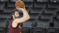 Kevin Love, durante un entrenamiento con Cleveland Cavaliers.