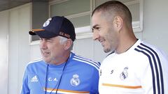 Ancelotti, a la izquierda, quiere volver a contar con Karim.