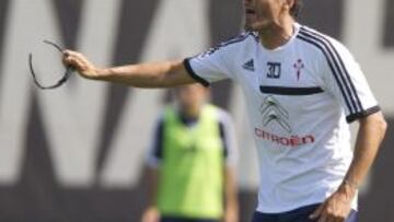 Luis Enrique, durante un entrenamiento del Celta.