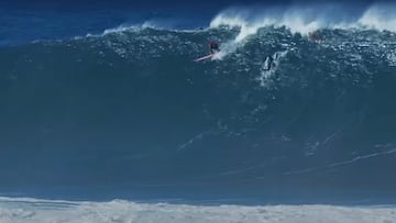 Nic Von Rupp en Jardim do Mar, Madeira, surfeando olas gigantes en 2025.