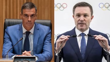 Pedro Sánchez, presidente del Gobierno de España, y David Lappartient, su homólogo en la UCI.