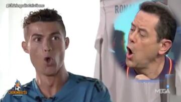 Cristiano enseña a Pedrerol a hacer bien el "Síííííu"... Roncero casi lo tiene