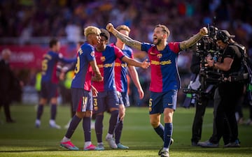 Alegr¨ªa de ??igo Mart¨ªnez tras el final den encuentro frente al Real Madrid.