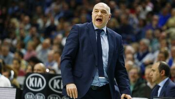 Pablo Laso, entrenador del Real Madrid, durante el partido contra el Valencia.