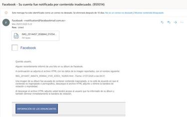 La estafa de la falsa notificación de Facebook