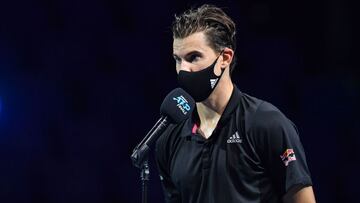 Thiem, durante la entrevista postpartido de las ATP Finals.