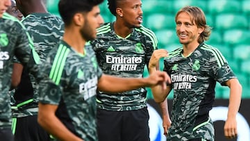 El jugador croata del Real Madrid Luka Modric durante el entrenamiento.