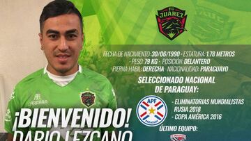 El guaraní, Dario Lezcano es el nuevo refuerzo de Juárez