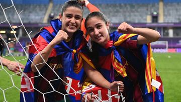 Jana y Bruna Vilamala, jugadoras del Bar&ccedil;a en la final de Champions. 