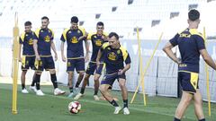 Pablo Valcarce, en su primer entrenamiento con el Deportivo.