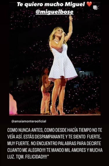 El mensaje de Miguel Bos a Amaia Montero tras su regreso a los escenarios: Desde hace tiempo, no te vea as
