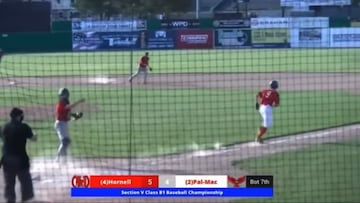 A viral video made it onto ESPN’s SportsCenter of the New York state prep baseball championship game ending on one of the most unbelievable plays ever.