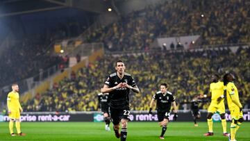 NANTES, FRANCE - FEBRUARY 23: Angel Di Maria of Juventus celebrates after scoring his team's first goal during the UEFA Europa League knockout round play-off leg two match between FC Nantes and Juventus at Beaujoire Stadium on February 23, 2023 in Nantes, France. (Photo by Daniele Badolato - Juventus FC/Juventus FC via Getty Images)