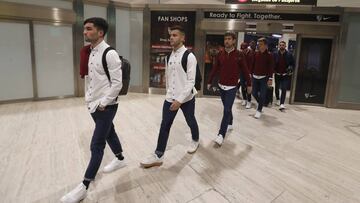 La expedición del Levante llegó en la tarde de ayer a Sevilla para encarar el duelo de hoy.