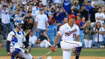 LOS ANGELES, CALIFORNIA - JULY 18: National League All-Star Juan Soto #22 of the Washington Nationals competes in the 2022 T-Mobile Home Run Derby at Dodger Stadium on July 18, 2022 in Los Angeles, California.   Sean M. Haffey/Getty Images/AFP
== FOR NEWSPAPERS, INTERNET, TELCOS & TELEVISION USE ONLY ==