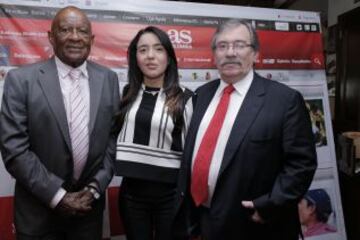 Edgar Perea, periodista deportivo (iz)- Sarah Castro directora AS Colombia (centro) - Guillermo Ruiz, estadígrafo y periodista.