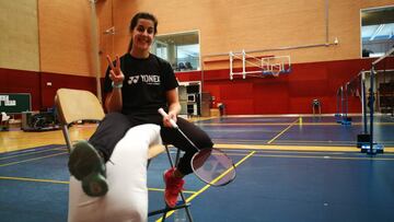 Carolina Marín entrenó ocho días después de su operación.