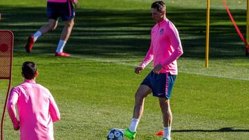 Torres, en el último entrenamiento del Atlético antes del Roma en Champions.