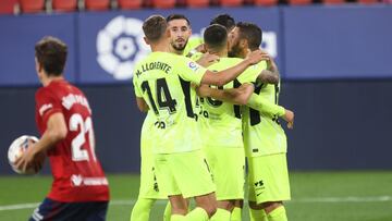 Los jugadores del Atl&eacute;tico celebran un gol. 