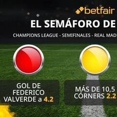 El semáforo de Betfair para el Real Madrid vs. Bayern de Múnich