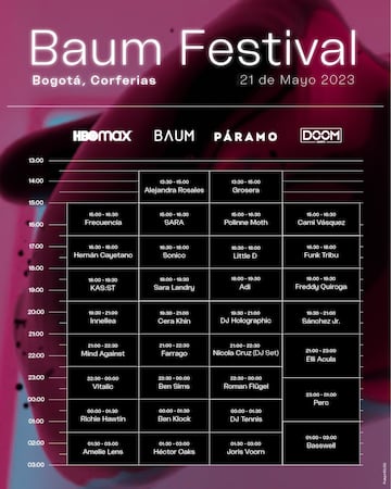 Programación oficial del segundo día del Baum Festival 2023.