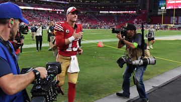 GLENDALE, ARIZONA - DECEMBER 17: Brock Purdy #13 of the San Francisco 49ers leaves the field after beating the Arizona Cardinals 45-29 at State Farm Stadium on December 17, 2023 in Glendale, Arizona. Norm Hall/Getty Images/AFP (Photo by Norm Hall / GETTY IMAGES NORTH AMERICA / Getty Images via AFP)