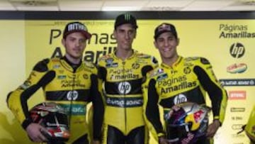 Rins, en el centro, junto a su compañero de box Salom (a la derecha) y Edgar Pons.