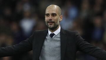 Pep Guardiola durante el Manchester City-M&oacute;naco. 