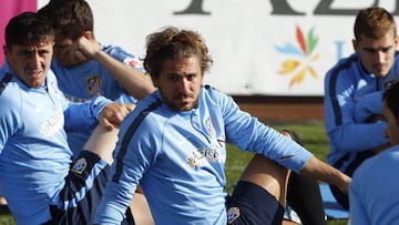 Cerci durante un entrenamiento con el Atlético en 2014.