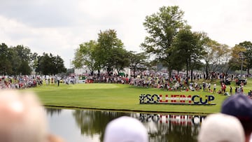 GAINESVILLE, VIRGINIA - SEPTEMBER 13: A general view of the fourth green during the first round of the Solheim Cup 2024 at Robert Trent Jones Golf Club on September 13, 2024 in Gainesville, Virginia. Gregory Shamus/Getty Images/AFP (Photo by Gregory Shamus / GETTY IMAGES NORTH AMERICA / Getty Images via AFP)