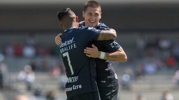 Futbol, Pumas Unam vs Tijuana
 Torneo de Clausura Liga MX 2017.
 El jugador de Pumas Unam, Nicolas Castillo, celebra su gol contra Tijuana durante el partido de primera division en el estadio Olimpico Universitario, en Ciudad de Mexico, Mexico.
 19/02/201