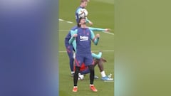 Trincao livens up training with ball balancing party piece