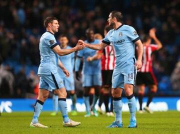 Manchester City celebró ante el Sunderland. 