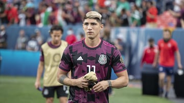 Alan Pulido durante un partido de la Selecci¨®n Mexicana en el a?o 2021.