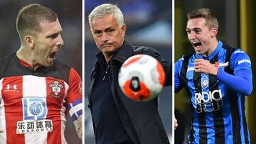 Pierre-Emile Hojberg, José Mourinho y Timothy Castagne.