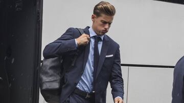 Marcos Llorente, a su llega a Chipre el pasado lunes.