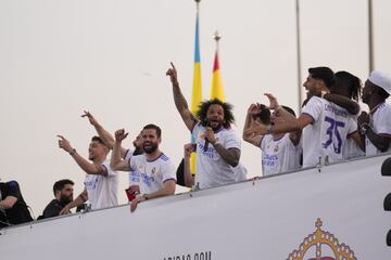 Los jugadores durante la celebración en Cibeles. 
