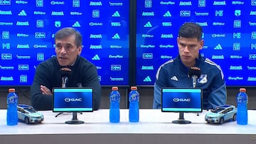 Rueda de prensa de Fabián Bustos tras el empate de Millonarios ante Fortaleza.