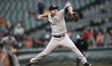 New York Yankees pitcher Nick Goody delivers against the Baltimore Orioles