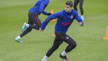 Morata, en el entrenamiento del Atlético.