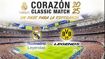 Cartel del 'Corazón Classic Match' entre los veteranos del Real Madrid y del Borussia Dortmund.