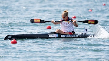 Estefanía Fernández, en el K1 500 en los Juegos de París 2024.