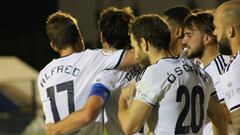 Los jugadores del Marbella festejan el 1-0 de Granero.